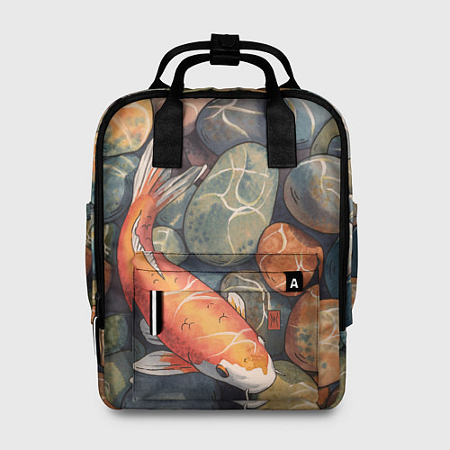 Женский рюкзак Акварельный Кои карп и камушки галька / 3D-принт – фото 1