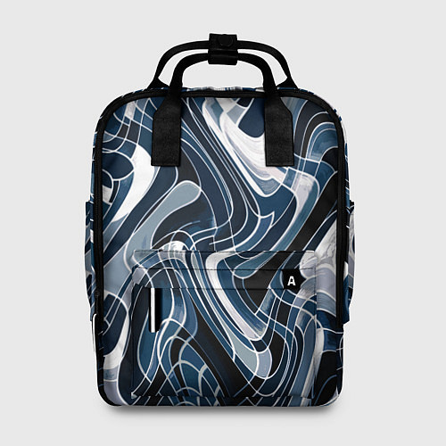 Женский рюкзак Тёмно-синий искажённая абстракция / 3D-принт – фото 1