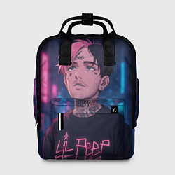 Рюкзак женский LiL Peep - Неоновый аниме арт, цвет: 3D-принт
