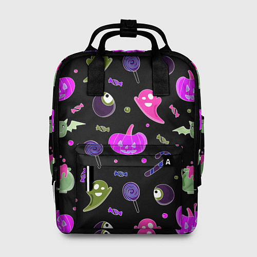 Женский рюкзак Halloween pink black pumpkin / 3D-принт – фото 1