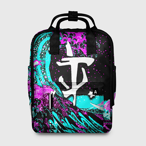 Женский рюкзак Doom самураи неоновая волна / 3D-принт – фото 1