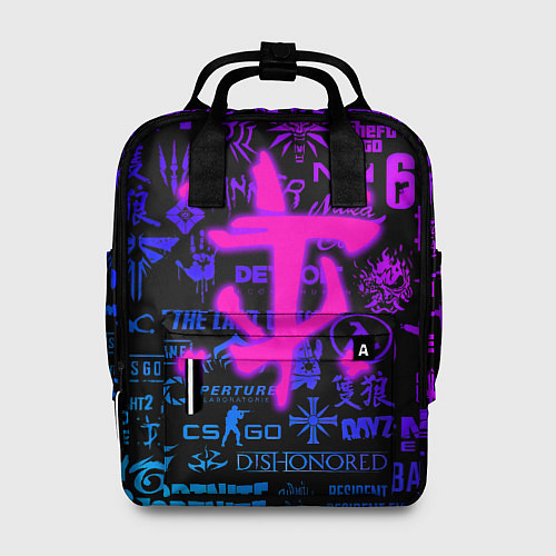 Женский рюкзак Doom логотипы игр неон / 3D-принт – фото 1