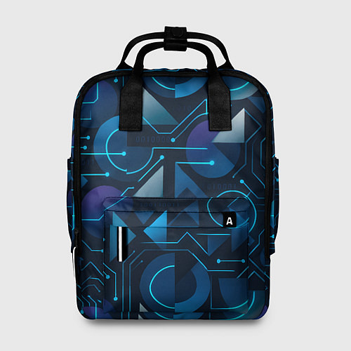 Женский рюкзак Футуристическая сине-фиолетовая абстракция с хакер / 3D-принт – фото 1