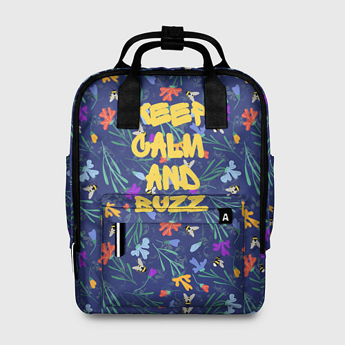 Женский рюкзак Keep calm and buzz - пчелы и цветы / 3D-принт – фото 1