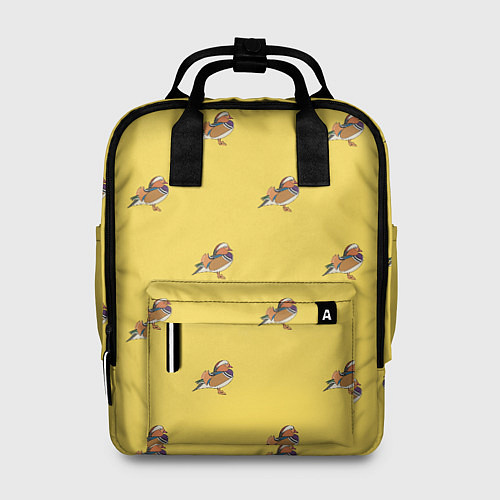 Женский рюкзак Утка мандаринка на желтом - паттерн / 3D-принт – фото 1