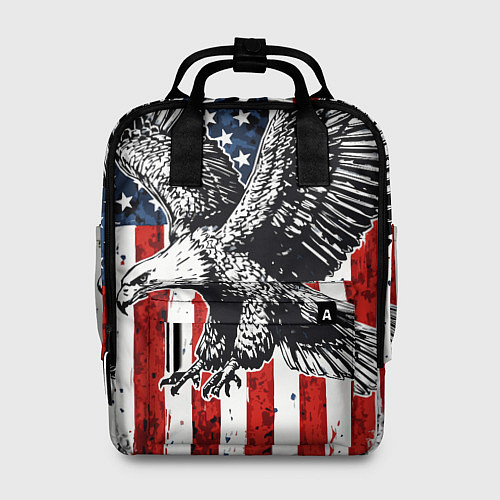 Женский рюкзак Орел на фоне американского флага USA / 3D-принт – фото 1
