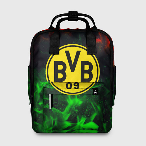 Женский рюкзак Borussia красно зеленый огонь / 3D-принт – фото 1