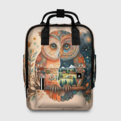 Рюкзак женский Сова разделенная на день и ночь абстракция, цвет: 3D-принт