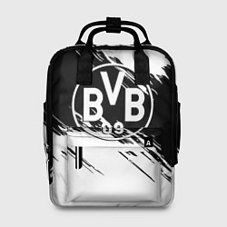 Рюкзак женский Borussia черно белые полосы, цвет: 3D-принт