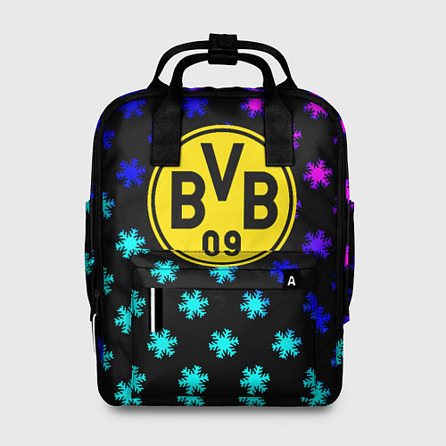 Женский рюкзак Borussia неоновые снежинки / 3D-принт – фото 1