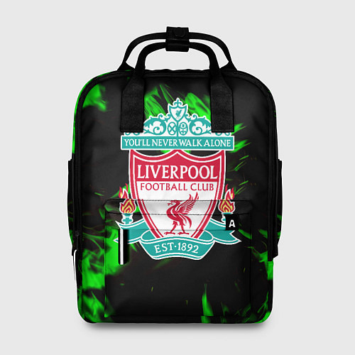 Женский рюкзак Liverpool зеленый огонь текстура / 3D-принт – фото 1