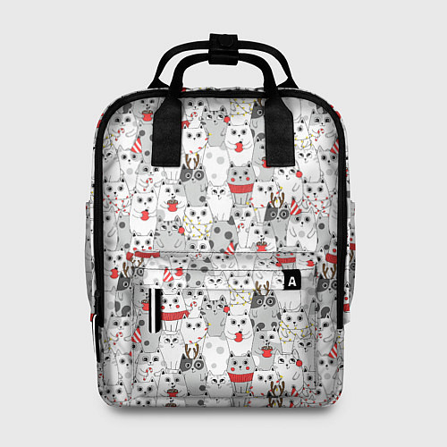Женский рюкзак Новогодние котики / 3D-принт – фото 1
