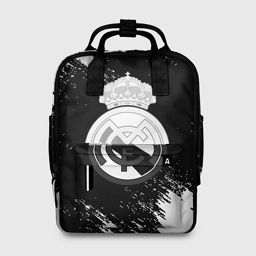 Женский рюкзак Реал Мадрид черно белые краски / 3D-принт – фото 1