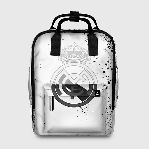 Женский рюкзак Реал Мадрид черно белые краски / 3D-принт – фото 1