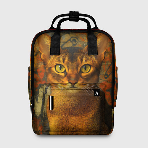 Женский рюкзак Абиссинская кошка на фоне кирпичной стены с граффи / 3D-принт – фото 1