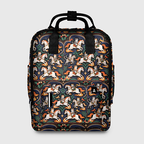 Женский рюкзак Новогодние коты всадники на лошади / 3D-принт – фото 1