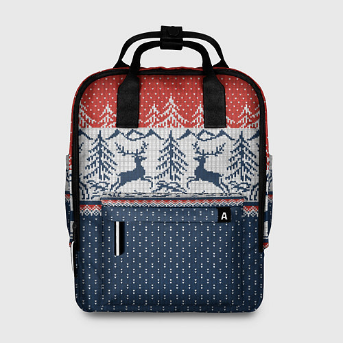 Женский рюкзак Вязаный узор с оленями / 3D-принт – фото 1