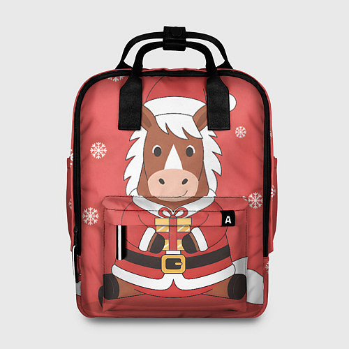 Женский рюкзак Новогодняя лошадка с подарком / 3D-принт – фото 1