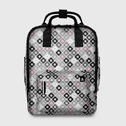 Женский рюкзак Цветочный серо-розовый узор ретро