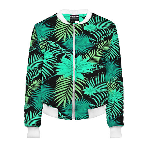 Женский бомбер Tropical pattern / 3D-Белый – фото 1