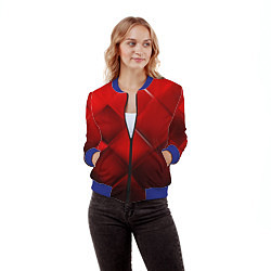 Бомбер женский Red squares, цвет: 3D-синий — фото 2