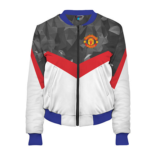 Женский бомбер Man United FC: Grey Polygons / 3D-Синий – фото 1