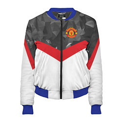 Бомбер женский Man United FC: Grey Polygons, цвет: 3D-синий