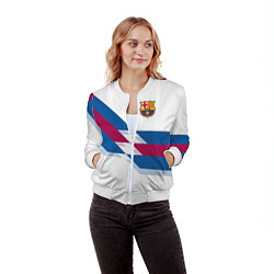 Бомбер женский FC Barcelona, цвет: 3D-белый — фото 2
