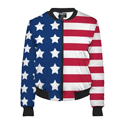 Бомбер женский USA Flag, цвет: 3D-черный