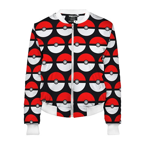 Женский бомбер Pokeball Pattern / 3D-Белый – фото 1