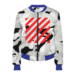 Бомбер женский Off-White: Grey Red Lines, цвет: 3D-синий