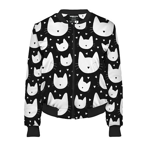 Женский бомбер Love Cats Pattern / 3D-Черный – фото 1