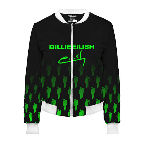 Женский бомбер Billie Eilish: Green & Black Autograph / 3D-Белый – фото 1