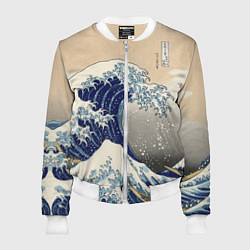 Бомбер женский Kanagawa Wave Art, цвет: 3D-белый