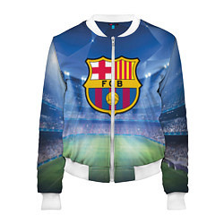 Бомбер женский FC Barcelona, цвет: 3D-белый