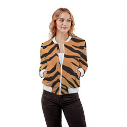 Бомбер женский Тигриный камуфляж, цвет: 3D-белый — фото 2