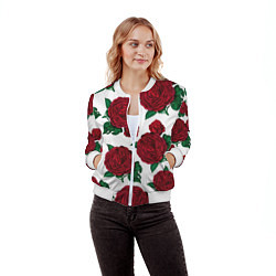 Бомбер женский Винтажные розы, цвет: 3D-белый — фото 2