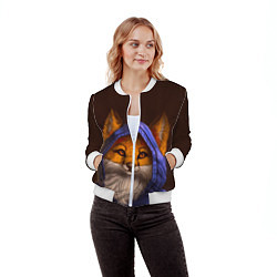 Бомбер женский Лисенок в капюшоне, цвет: 3D-белый — фото 2
