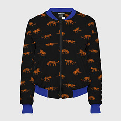 Бомбер женский Тигры паттерн Tigers pattern, цвет: 3D-синий