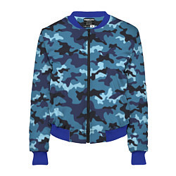 Бомбер женский Камуфляж Тёмно-Синий Camouflage Dark-Blue, цвет: 3D-синий