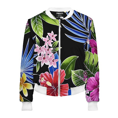 Женский бомбер Floral vanguard composition Летняя ночь Fashion tr / 3D-Белый – фото 1