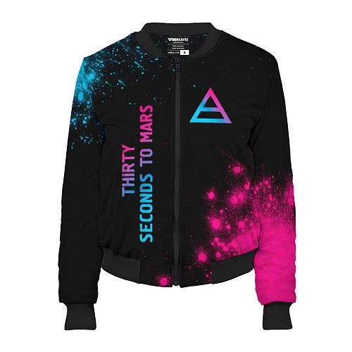 Женский бомбер Thirty Seconds to Mars Neon Gradient / 3D-Черный – фото 1