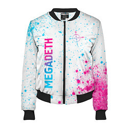 Бомбер женский Megadeth neon gradient style: надпись, символ, цвет: 3D-черный