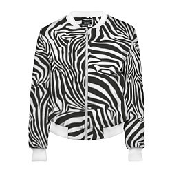 Бомбер женский Шкура зебры черно - белая графика, цвет: 3D-белый