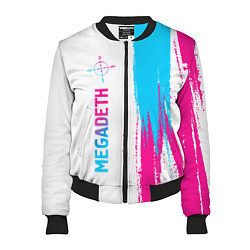 Бомбер женский Megadeth neon gradient style по-вертикали, цвет: 3D-черный