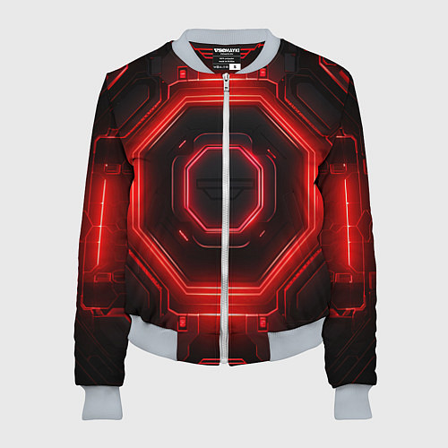 Женский бомбер Nvidia style black and red neon / 3D-Меланж – фото 1