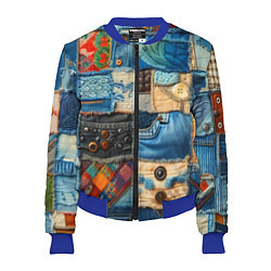 Бомбер женский Vanguard denim patchwork - ai art, цвет: 3D-синий