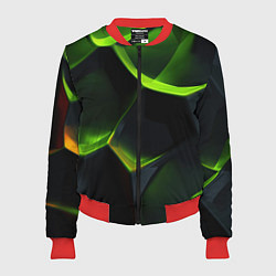 Бомбер женский Green neon abstract geometry, цвет: 3D-красный