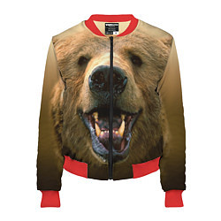 Бомбер женский Взгляд медведя, цвет: 3D-красный