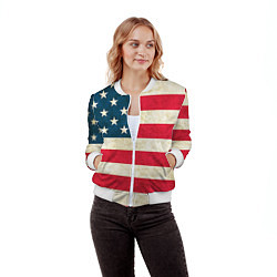 Бомбер женский США, цвет: 3D-белый — фото 2